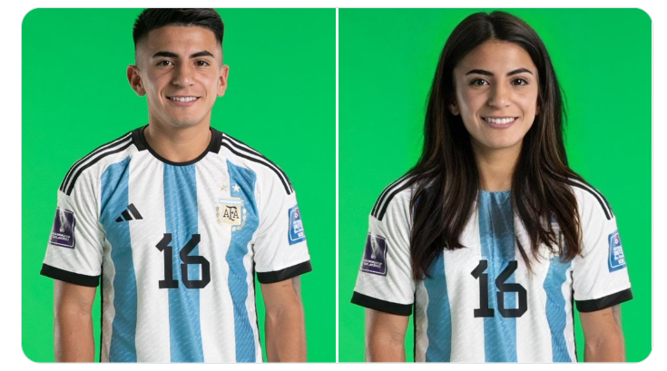 La Selección argentina del   <a href='https://www.cronica.com.ar/tags/Mundial Qatar 2022'>Mundial Qatar 2022</a> en versión femenina es viral en las redes (Twitter/@LebronaJames).