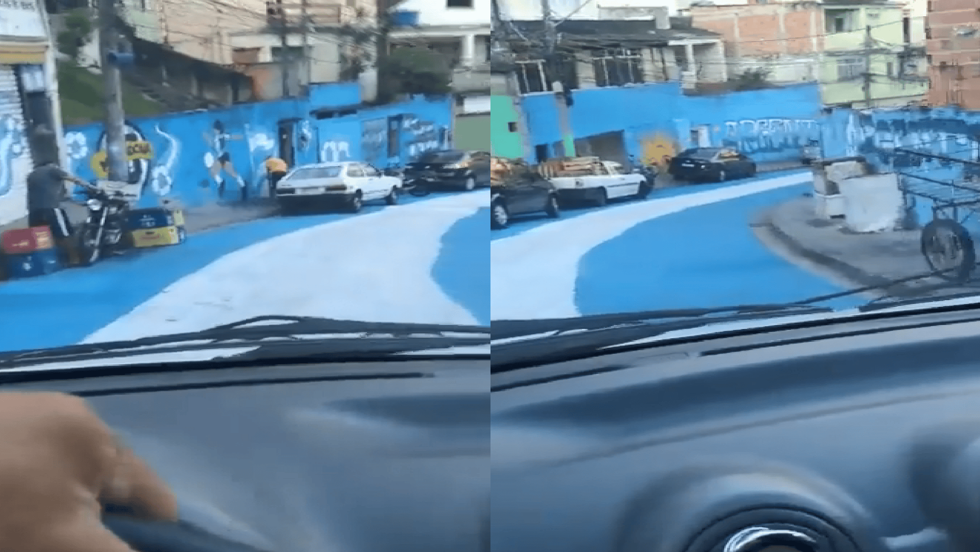 Un hombre filmó la increíble pintura de Argentina que vio en una favela de Brasil.