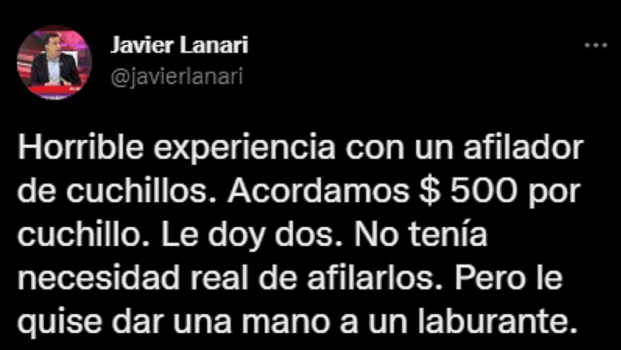 Un hombre contó la situación que pasó con un afilador de cuchillos y se volvió viral en Twitter.