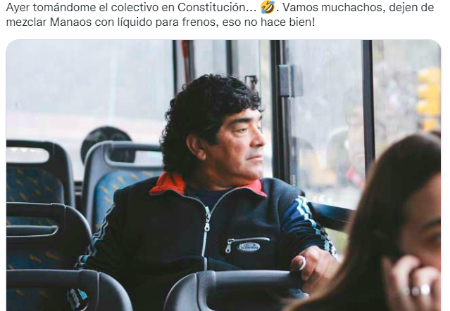 Memes por la imagen viral de Diego Maradona atrás de Lionel Messi en el   <a href='https://www.cronica.com.ar/tags/Mundial Qatar 2022'>Mundial Qatar 2022</a> (Twitter/@aymigol).