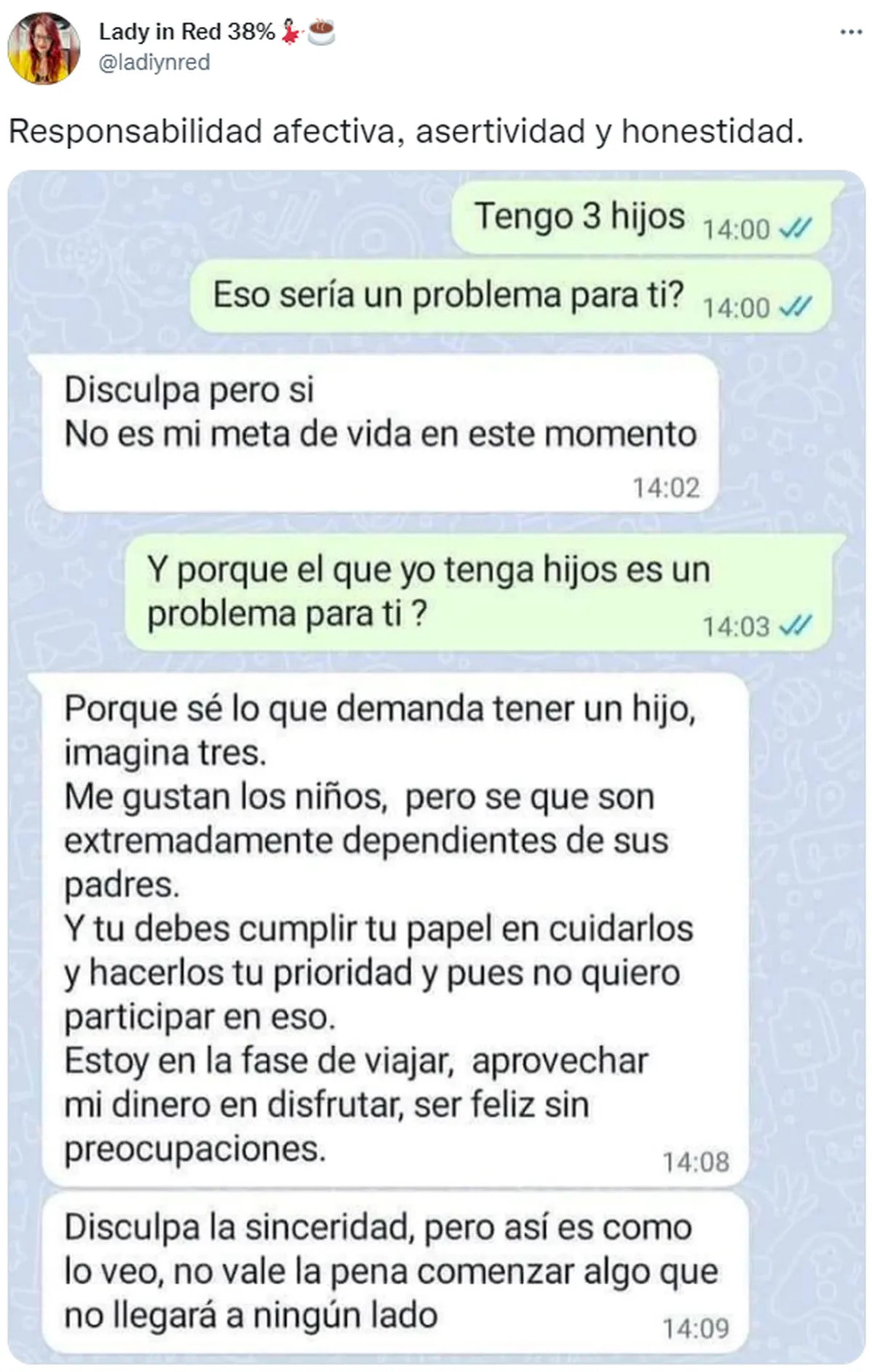 Contó que es mamá y la respuesta del hombre con el que iba a salir la dejó helada.