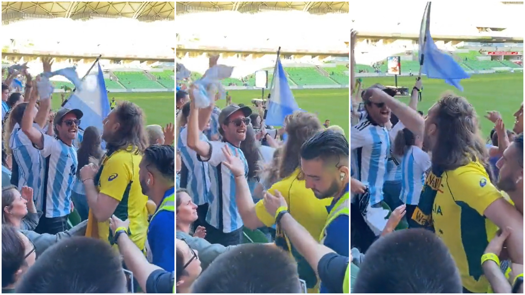 Mundial Qatar 2022: el picante cruce entre un hincha australiano y unos argentinos que no dejaban de cantar (Imagen captura vídeo).