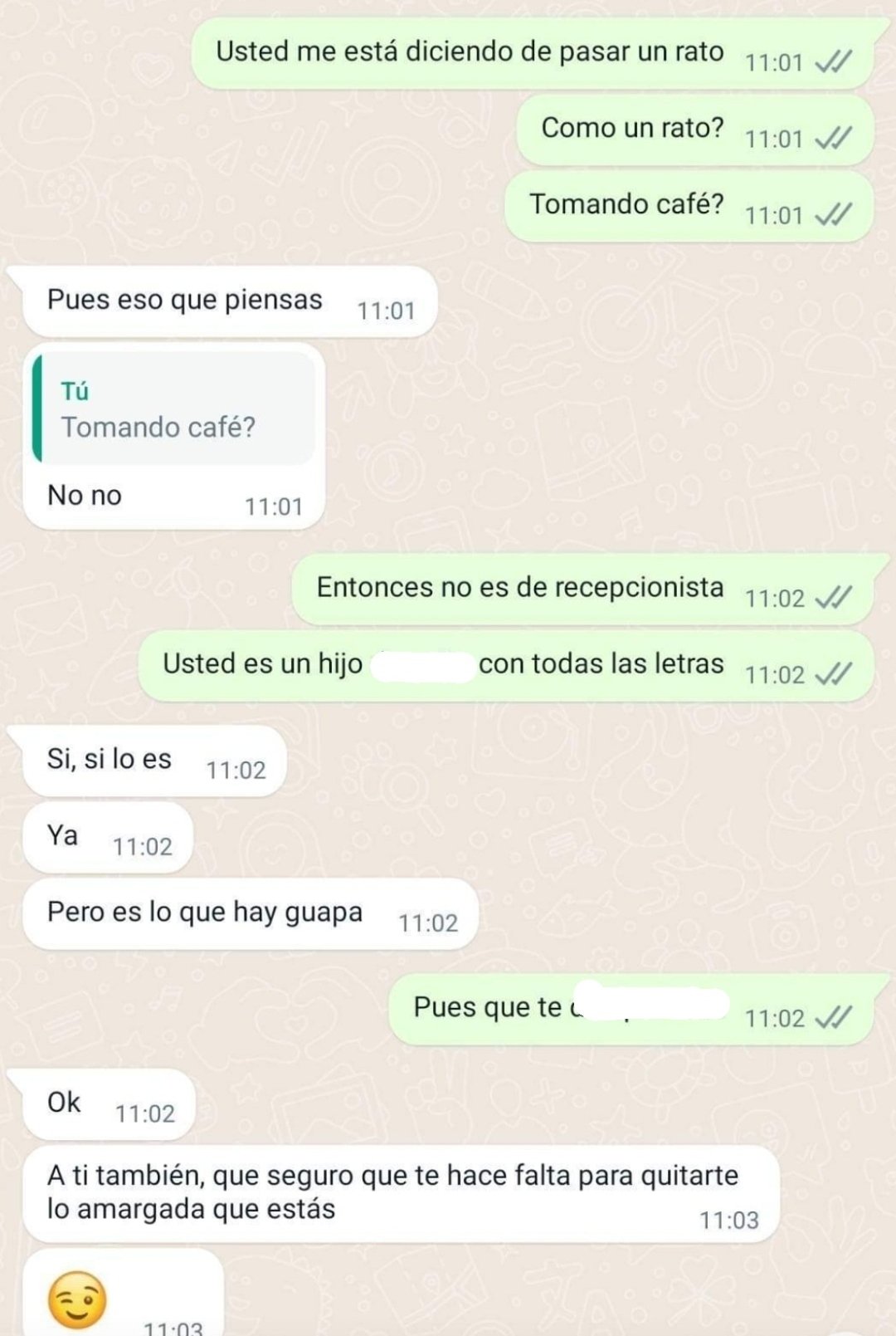 Los chats entre la mujer y el empleador.