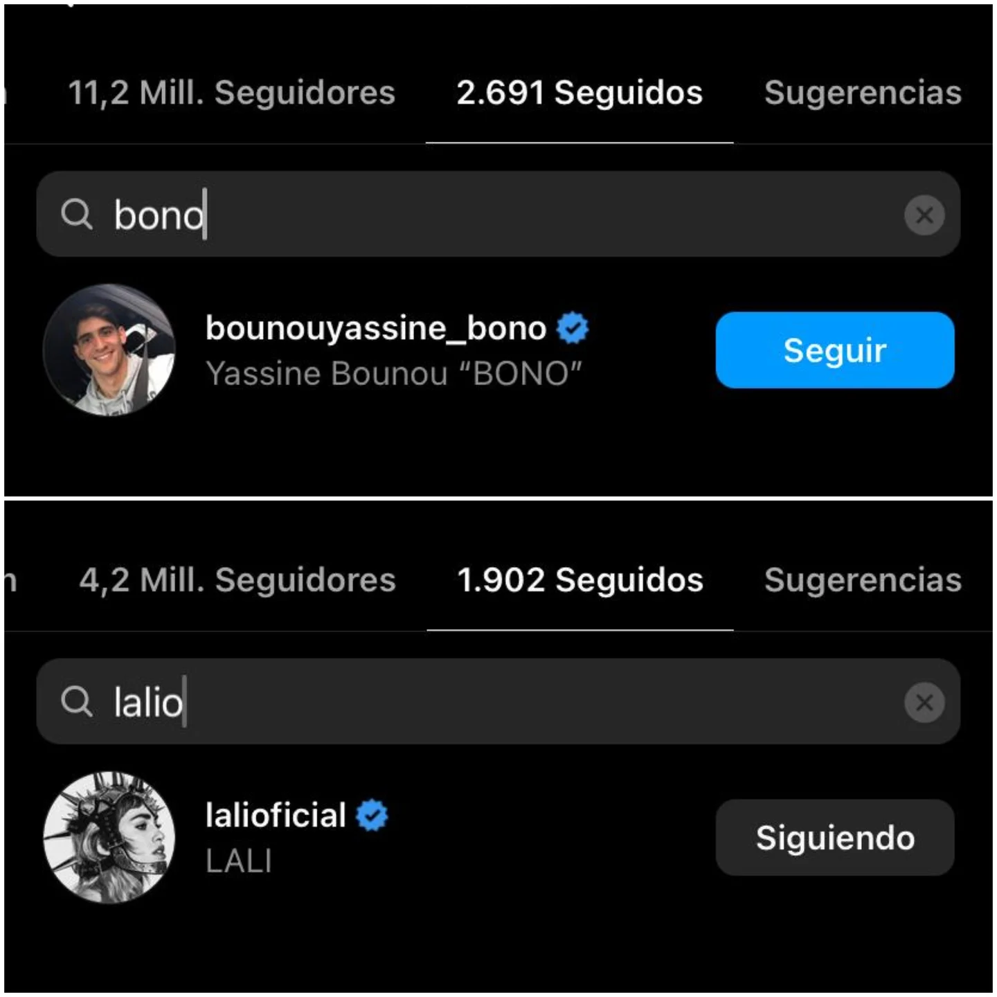 El guiño en Instagram entre Lali y Bono.