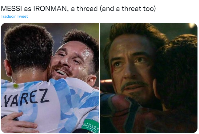 Hilo de   <a href='https://www.cronica.com.ar/tags/Twitter'>Twitter</a> que compara a Lionel Messi con Iron Man es viral.