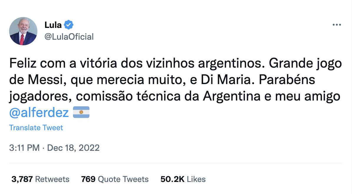 Los mensajes de los políticos ante el triunfo argentino.