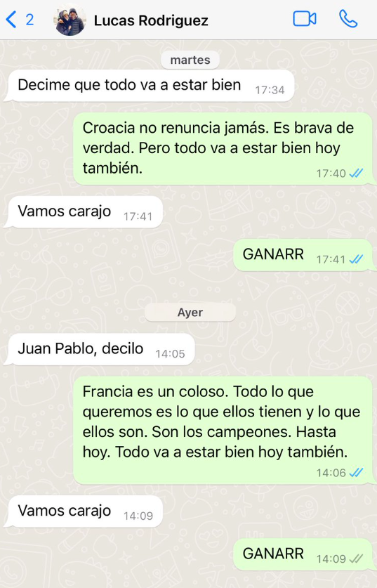 Chat entre JPV y Luquita Rodríguez durante el   <a href='https://www.cronica.com.ar/tags/Mundial Qatar 2022'>Mundial Qatar 2022</a>.