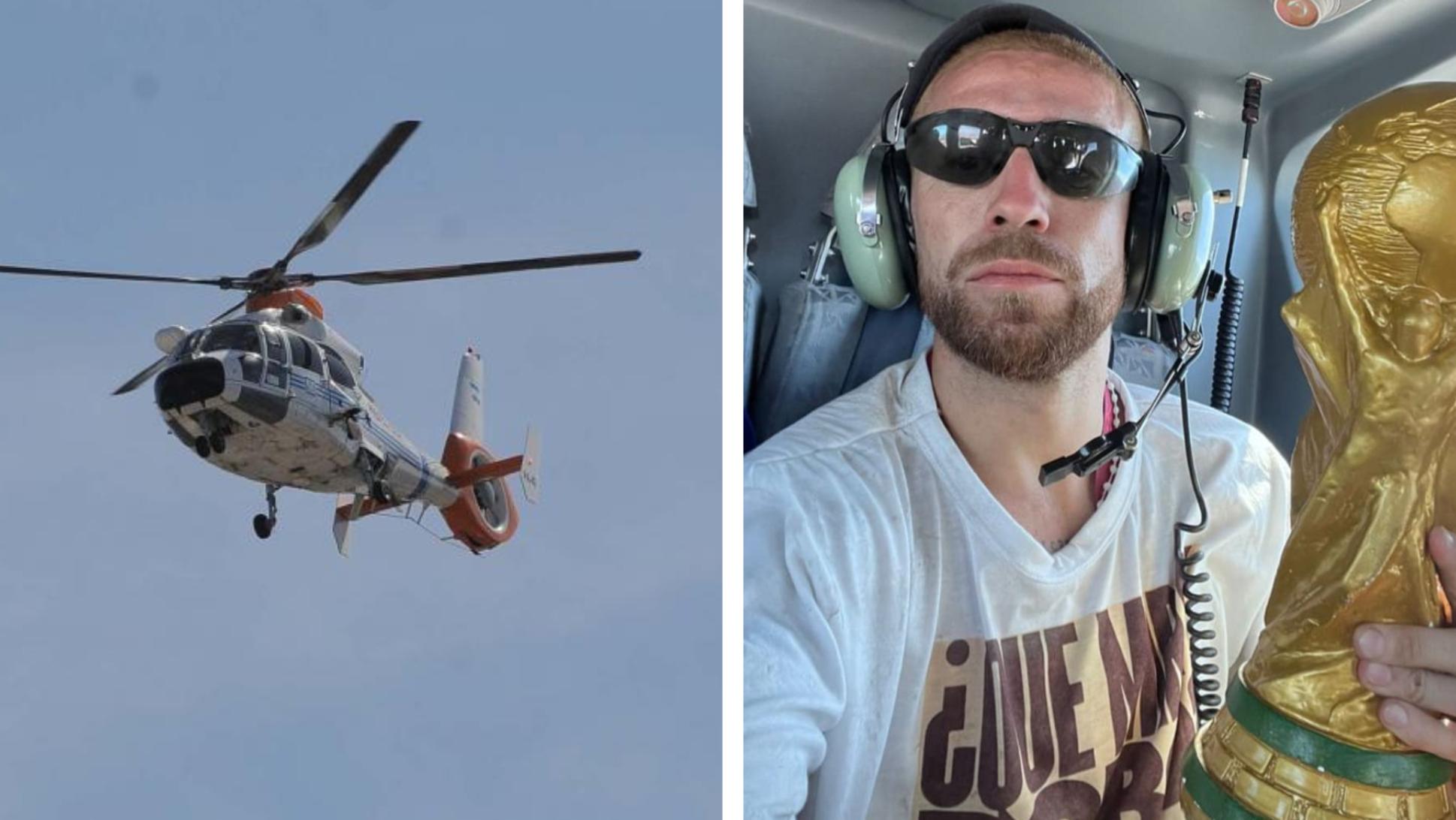 El Papu Gómez, uno de los campeones del mundo que se sacó una selfie en pleno vuelo.