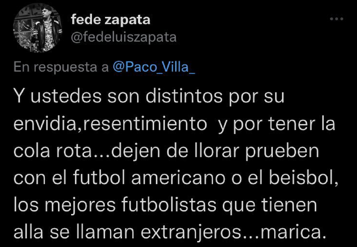 La respuesta de Federico Zapata al periodista mexicano.