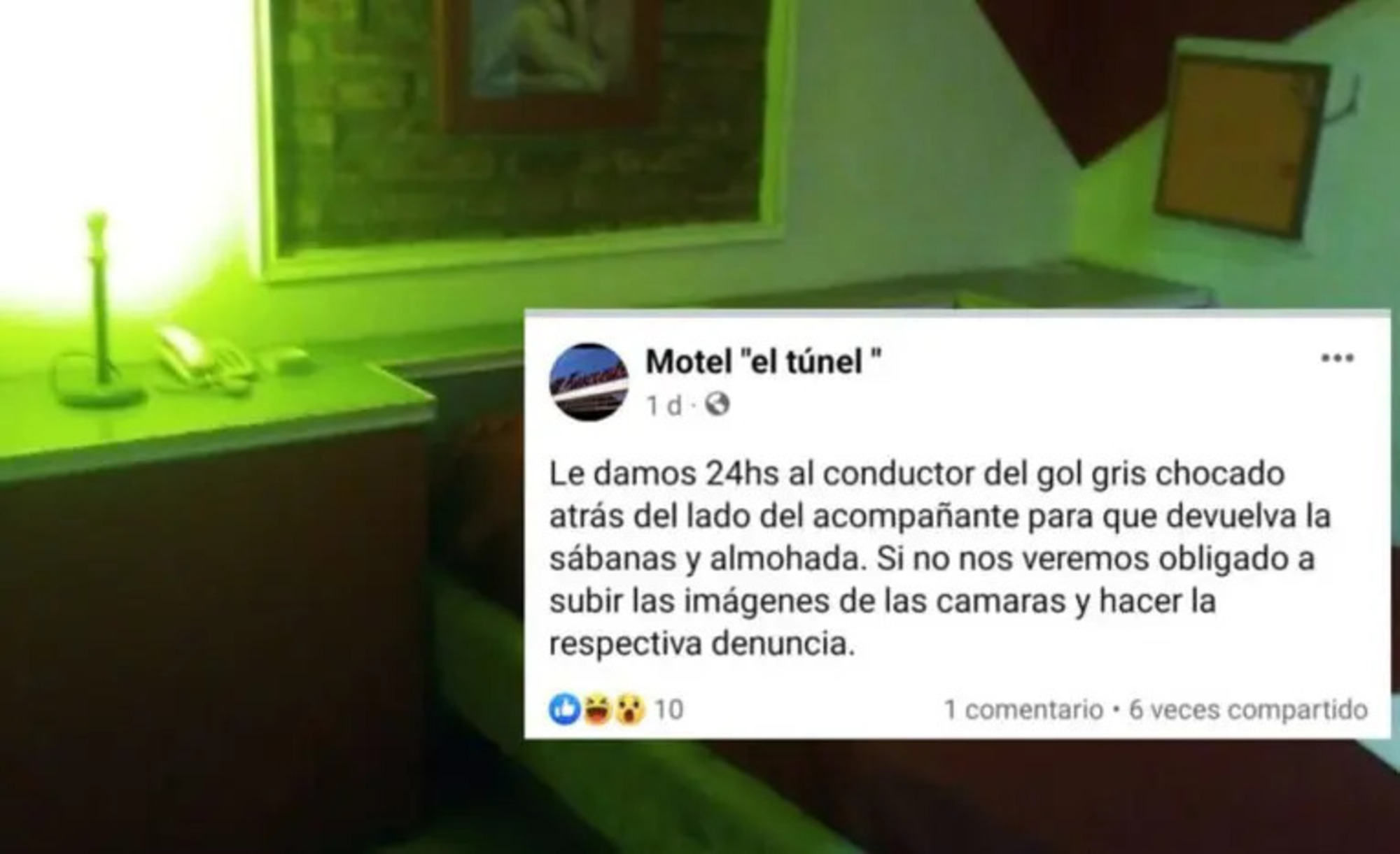 La publicación que realizó el hotel alojamiento.