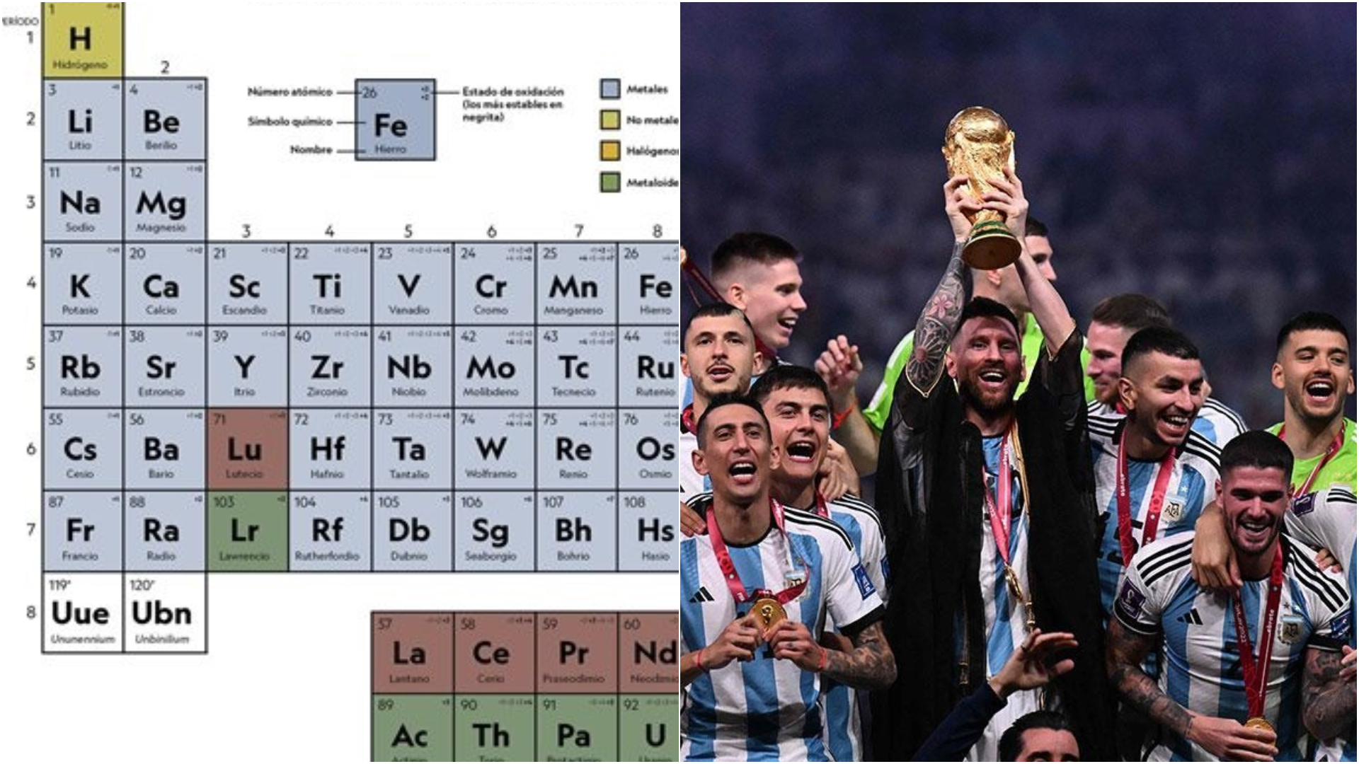 Furor por el hilo viral que dice qué elemento de la tabla periódica es cada jugador de la selección argentina