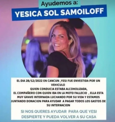 Pedido de la familia de Yesica Sol Samoiloff, la joven de   <a href='https://www.cronica.com.ar/tags/Mar del Plata'>Mar del Plata</a> que está en coma en   <a href='https://www.cronica.com.ar/tags/Cancún'>Cancún</a>.