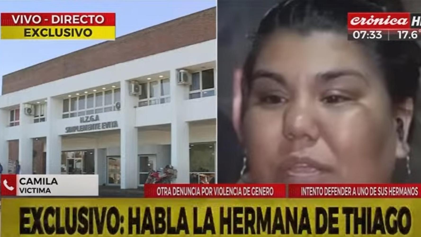 Camila Deniz, la hermanastra de Thiago Medina, fue acuchillada por la espalda (Captura Crónica HD).