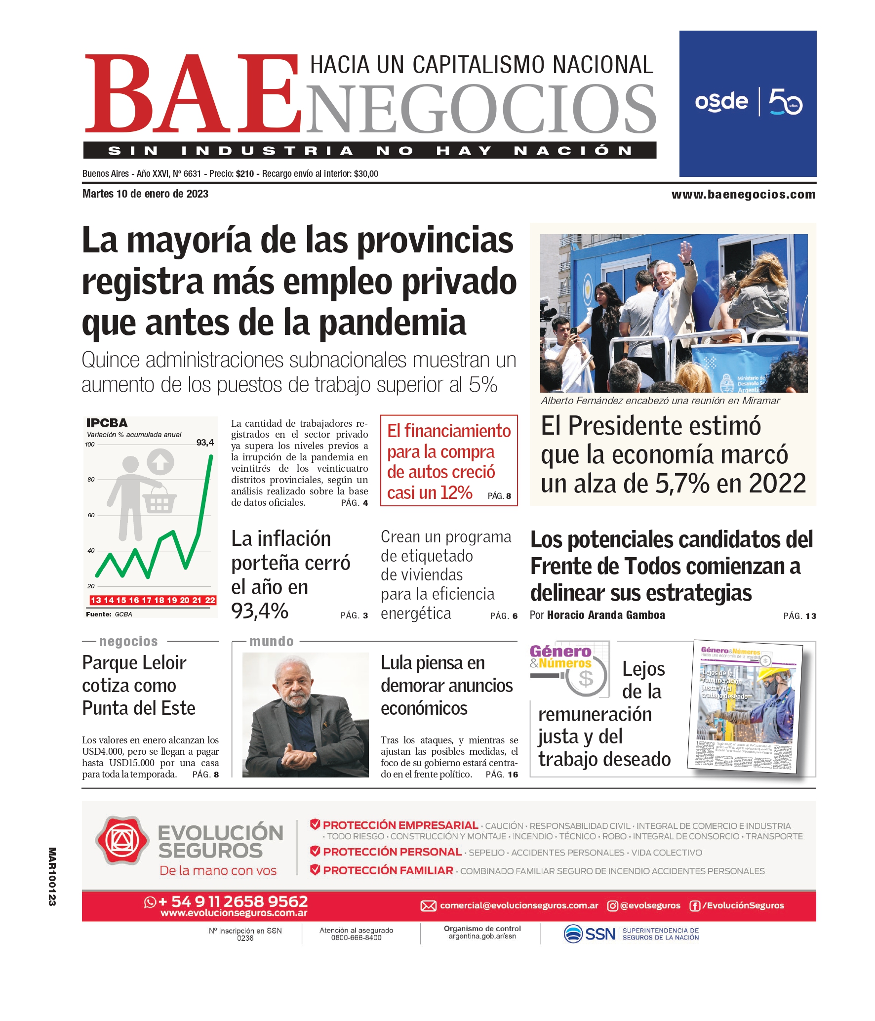 Las tapas del martes 10 de enero de 2023.