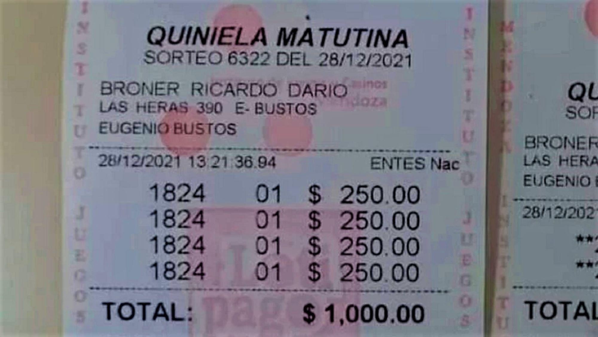 Mendoza: un hombre se estaba por morir y ganó $3.500.00 en la Quiniela.