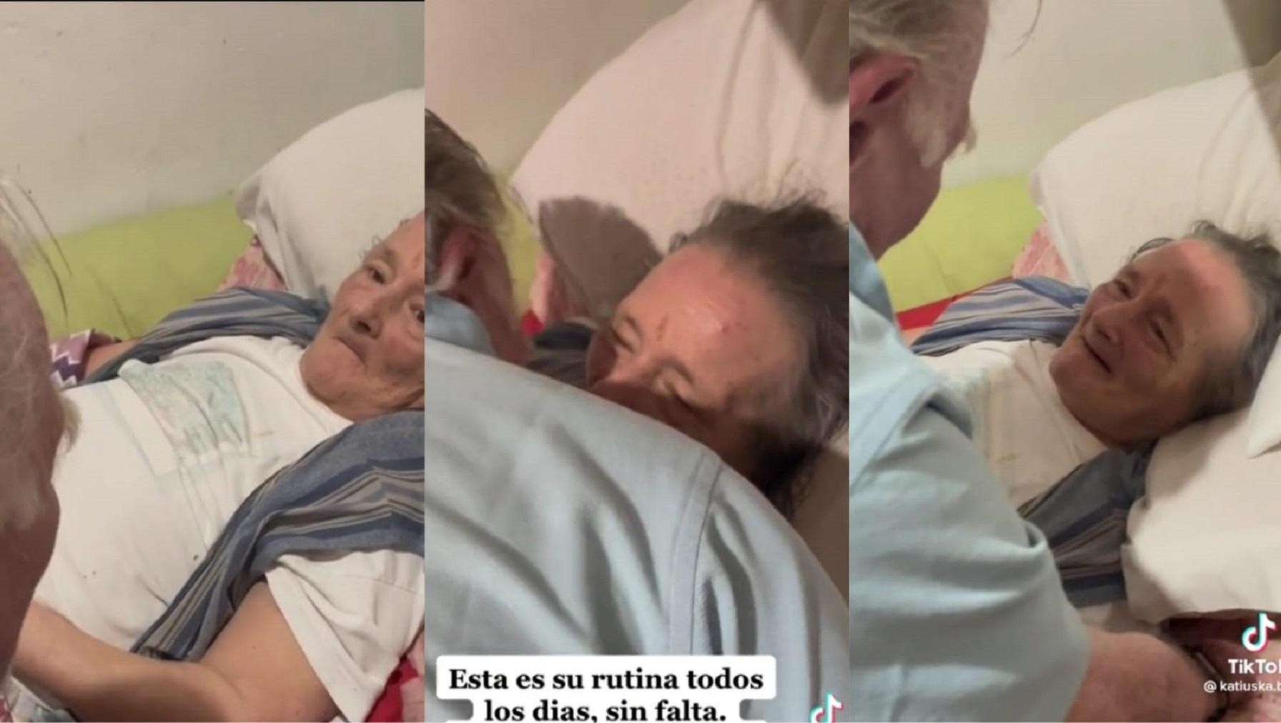 Hermoso gesto de un abuelo a su pareja con Alzheimer. 