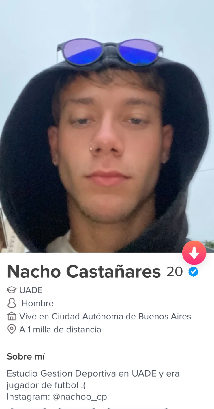 La joven había matcheado con Nacho en   <a href='https://www.cronica.com.ar/tags/Tinder'>Tinder</a>.