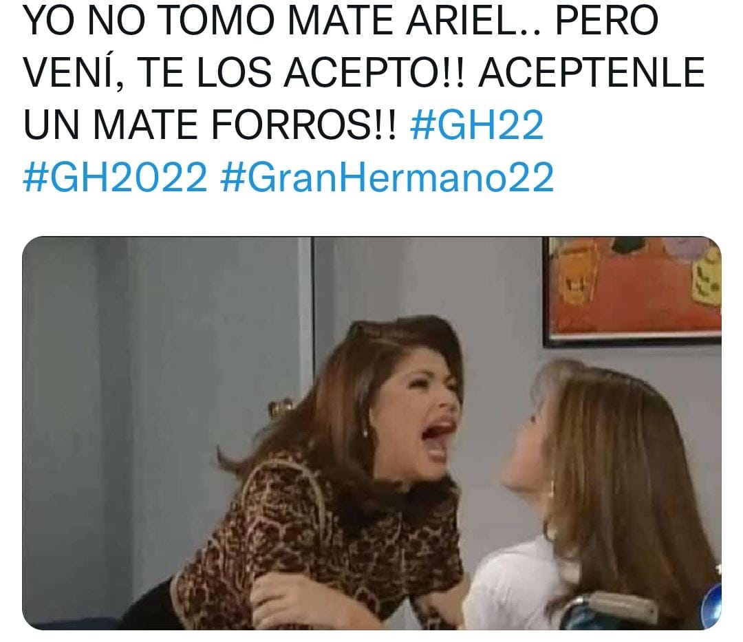 Estallaron los memes por los mates de Ariel de   <a href='https://www.cronica.com.ar/tags/Gran Hermano'>Gran Hermano</a> (Twitter).