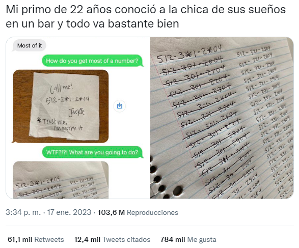 El tuit del primo del joven que buscaba al amor de su vida y se volvió viral.