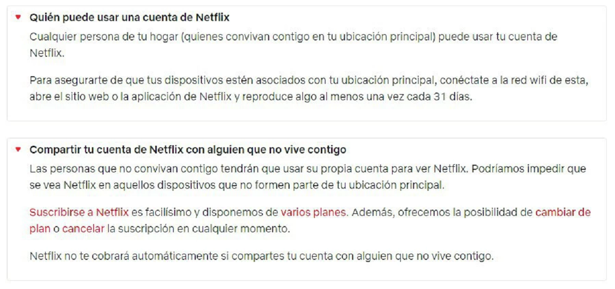 Algunas de las normas oficiales de   <a href='https://www.cronica.com.ar/tags/Netflix'>Netflix</a> para el uso de las cuentas.