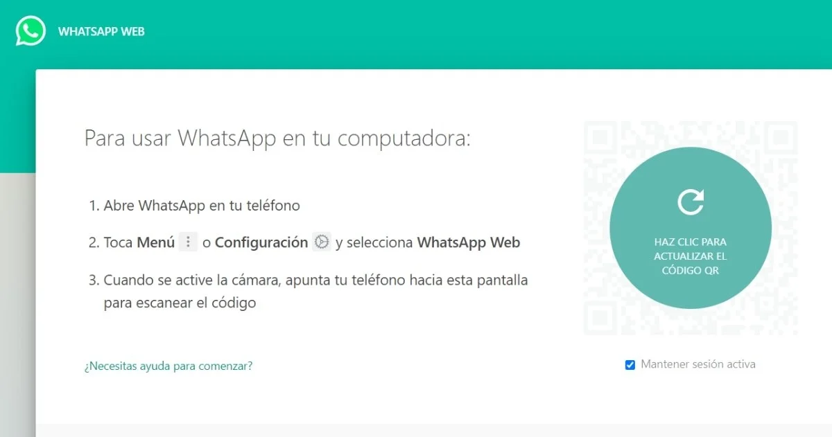 Así se ve   <a href='https://www.cronica.com.ar/tags/WhatsApp'>WhatsApp</a> Web cuando el código QR no carga.