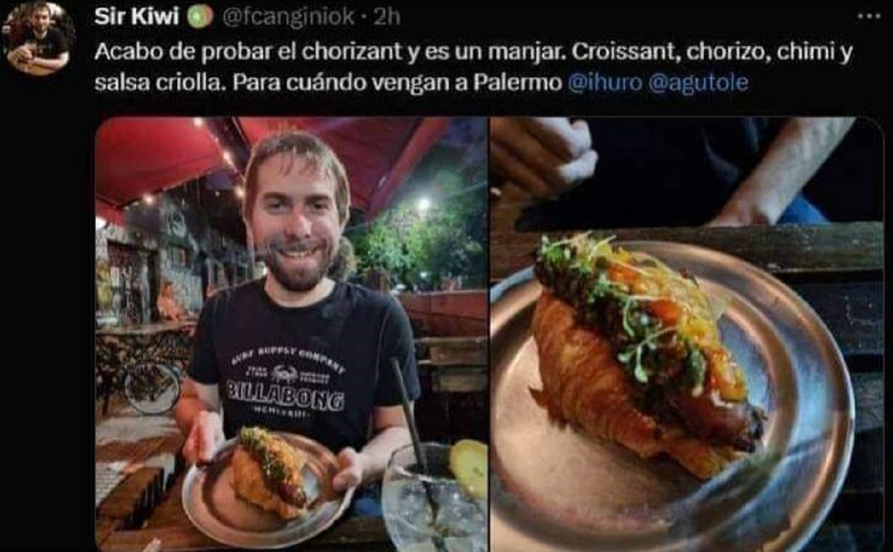 El insólito choripán de   <a href='https://www.cronica.com.ar/tags/Palermo'>Palermo</a> que es viral en Twitter.