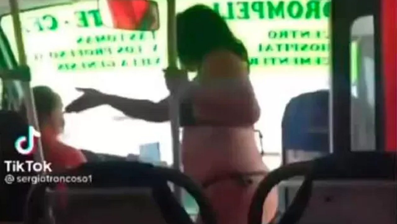 Una mujer es viral por viajar en ropa interior en un colectivo (TikTok).