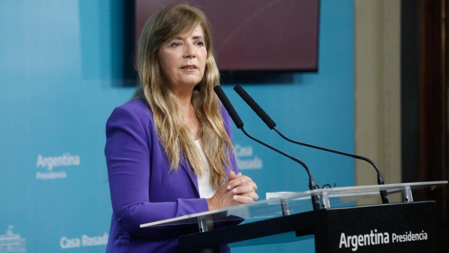 Gabriela Cerruti, en su habitual conferencia de prensa.