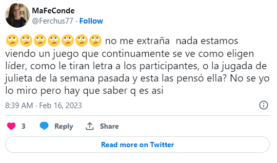 Comentarios de usuarios en Twitter sobre una supuesta indicación a Daniela.