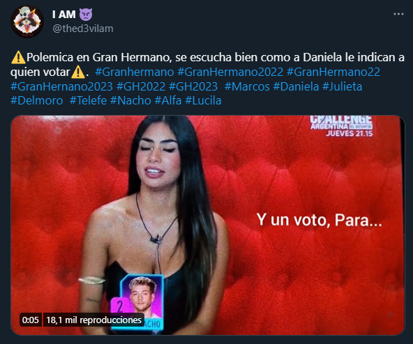 La publicación de quien acusa que en '  <a href='https://www.cronica.com.ar/tags/Gran Hermano'>Gran Hermano</a>' le indicaron cómo votar a Daniela.