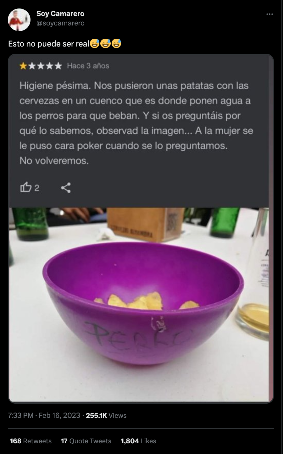 La reseña de la mujer generó un gran revuelo en Twitter.