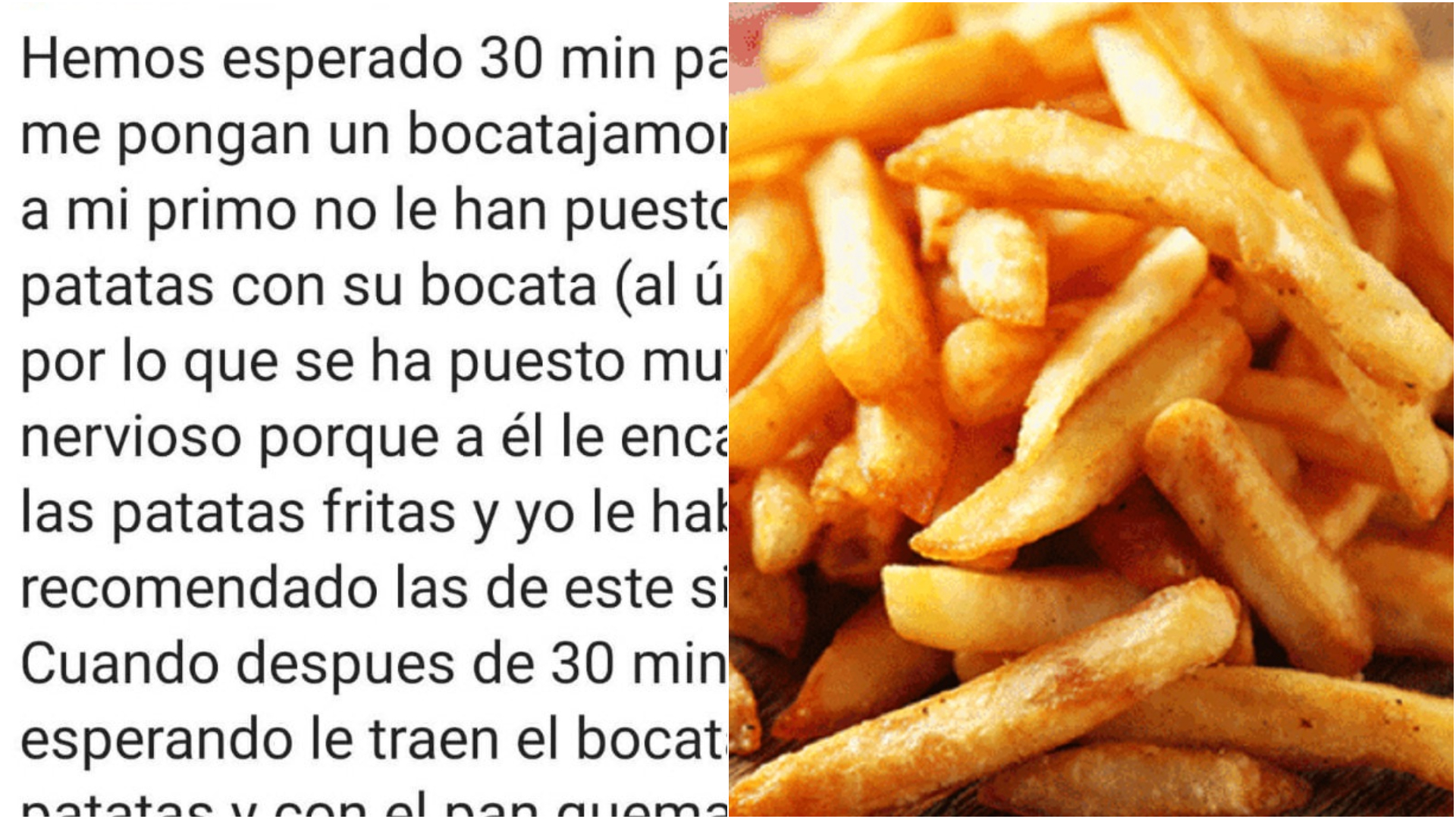 La increíble reseña a restaurante por culpa de unas papas fritas: 