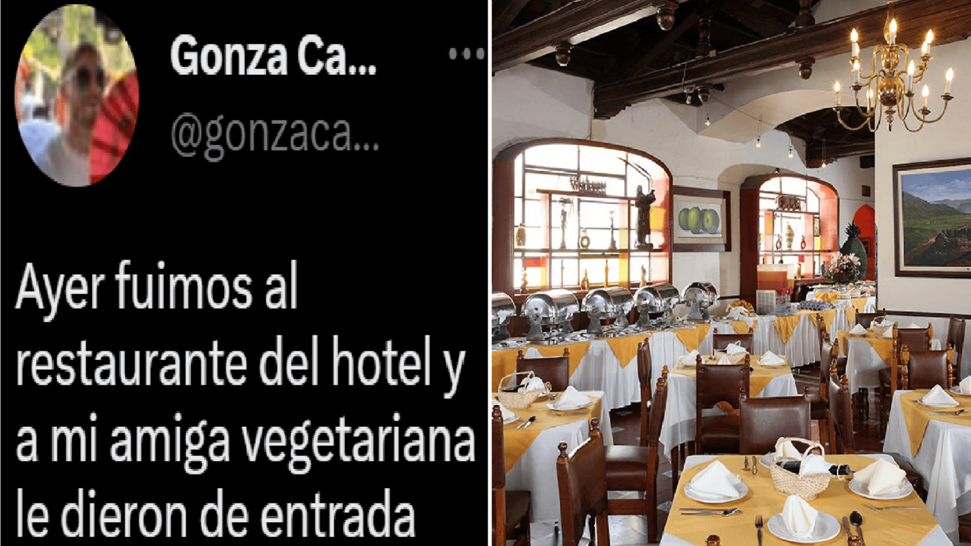 A una joven vegetariana le dieron una decepcionante entrada en el restaurante de un hotel.