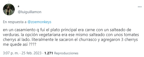 La repercusión en Twitter ante el plato vegetariano.