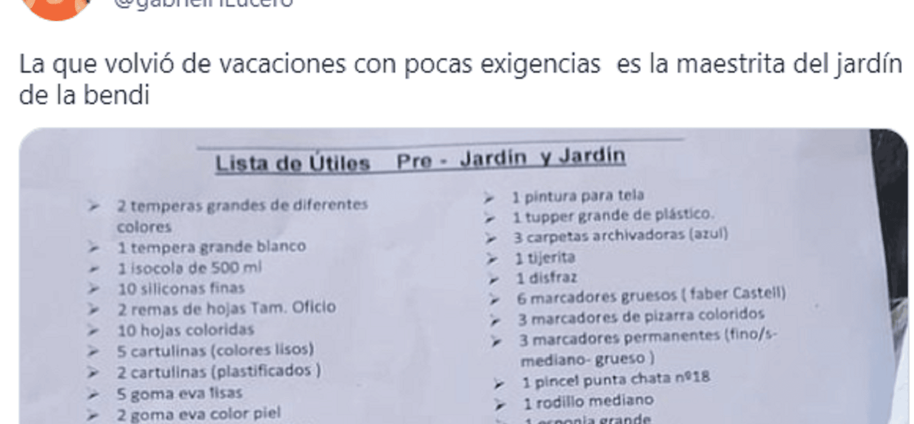 Compartió en Twitter la larga lista que le pidió la maestra de su hija y enfureció a todos.