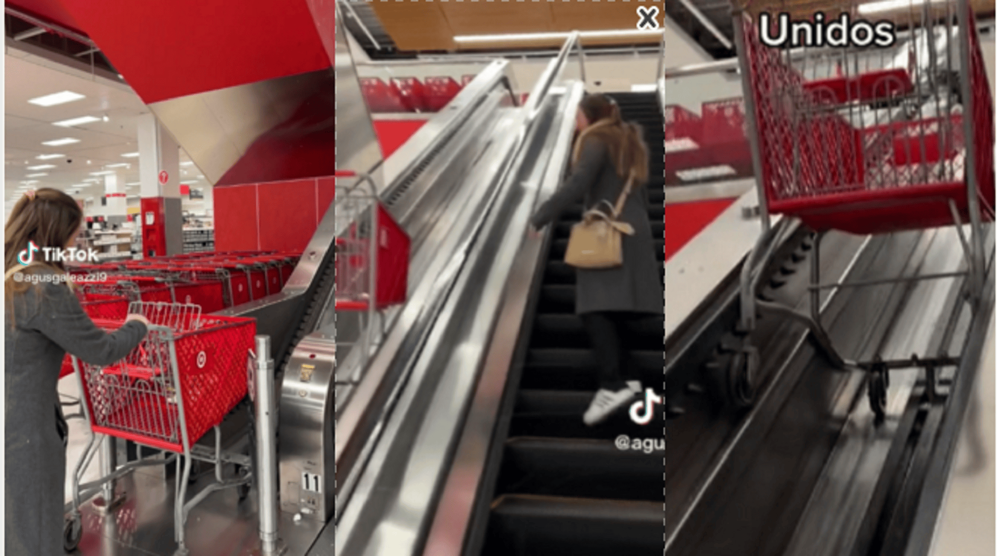 Unas jovenes descubrieron unas extrañas escaleras en un shopping yanqui.