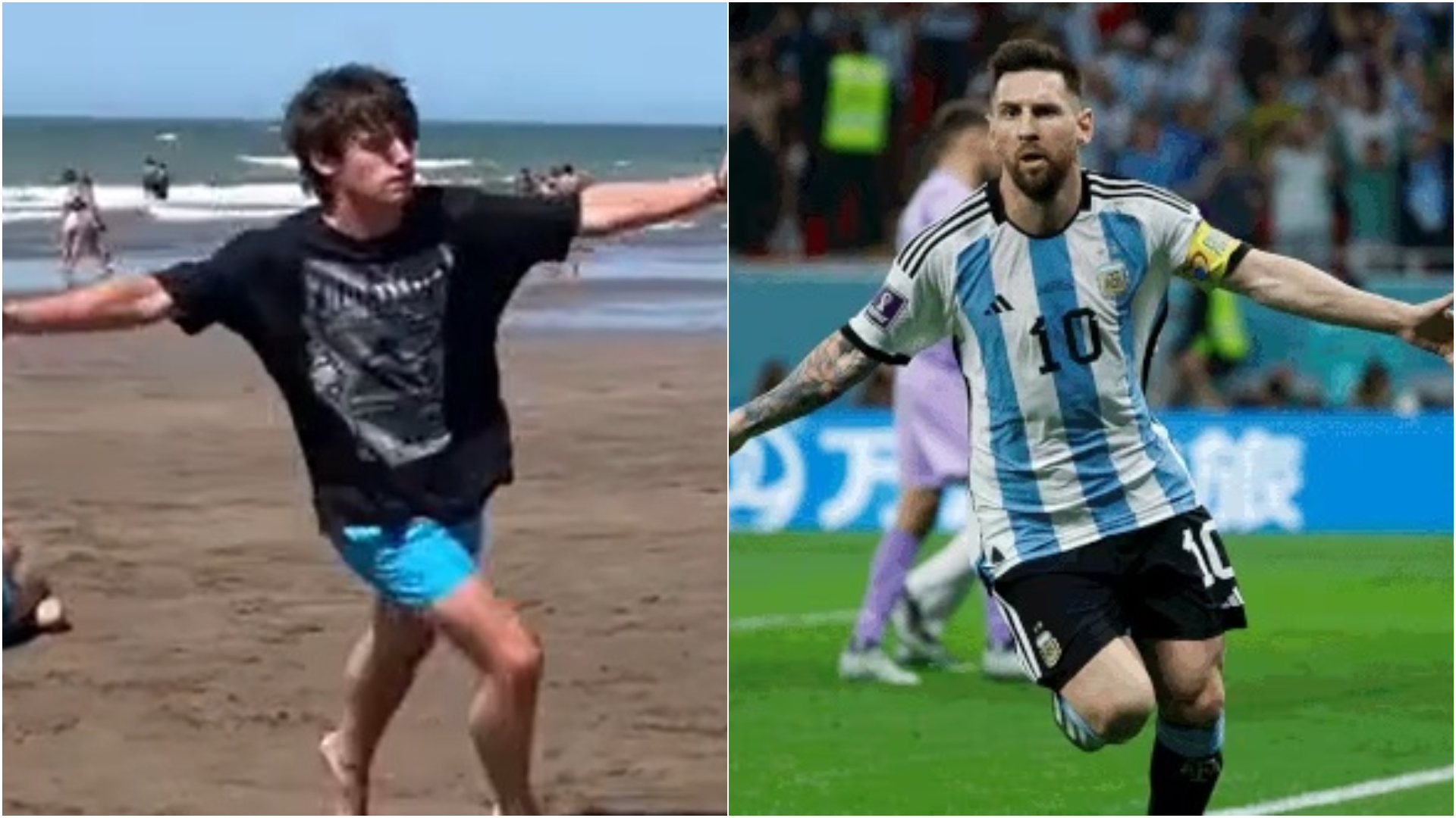 Furor por los amigos que imitaron todos los goles y festejos de la “Scaloneta” en la playa: “Messi es igual”