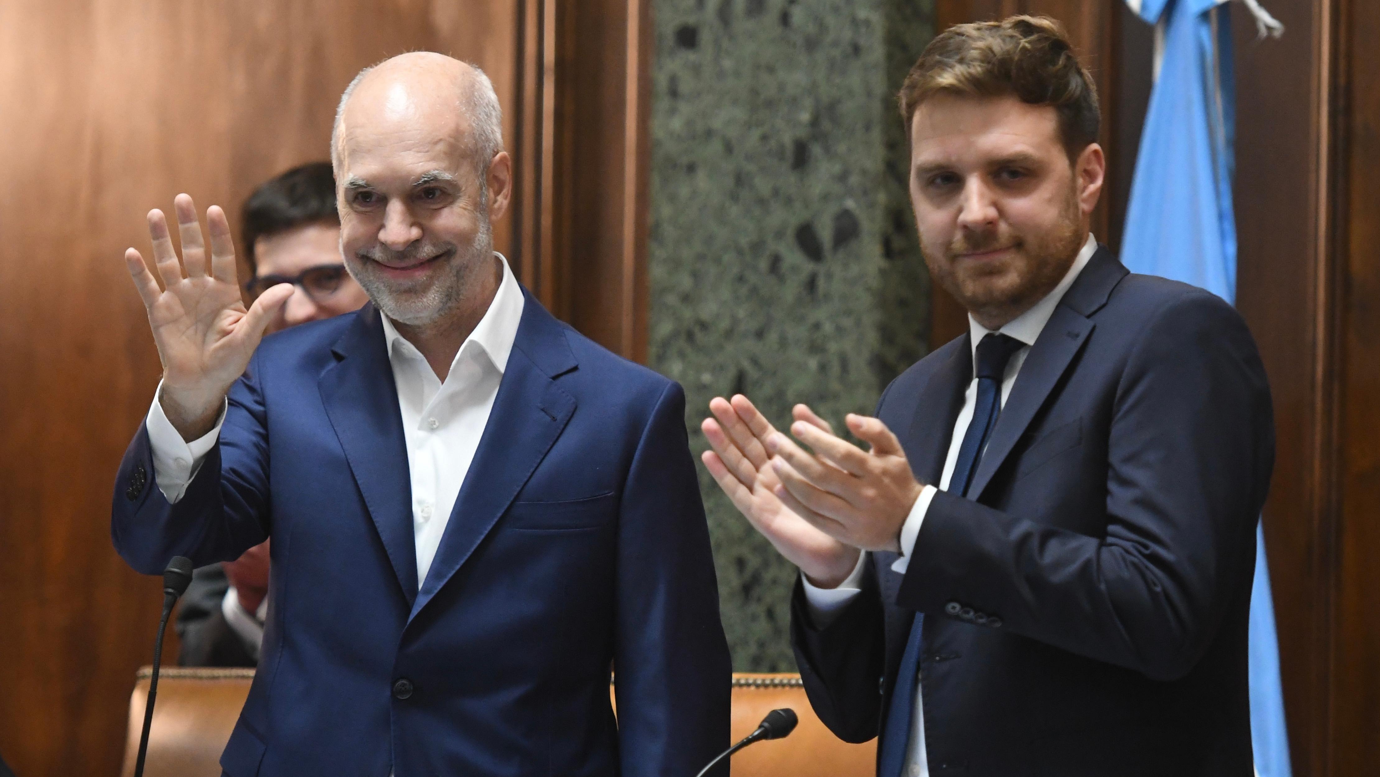 El jefe de Gobierno porteño, Horacio Rodríguez Larreta, en la Legislatura porteña durante esta mañana (Télam).