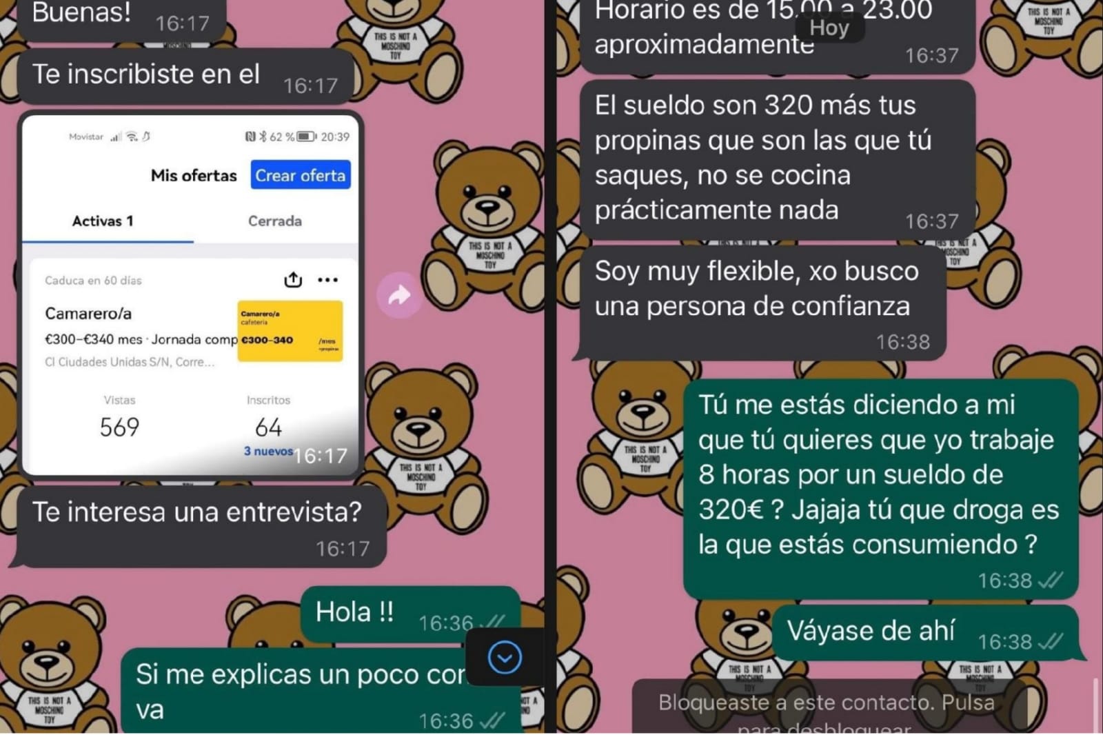 El chat viral en Twitter entre el candidato y el encargado del restaurante.