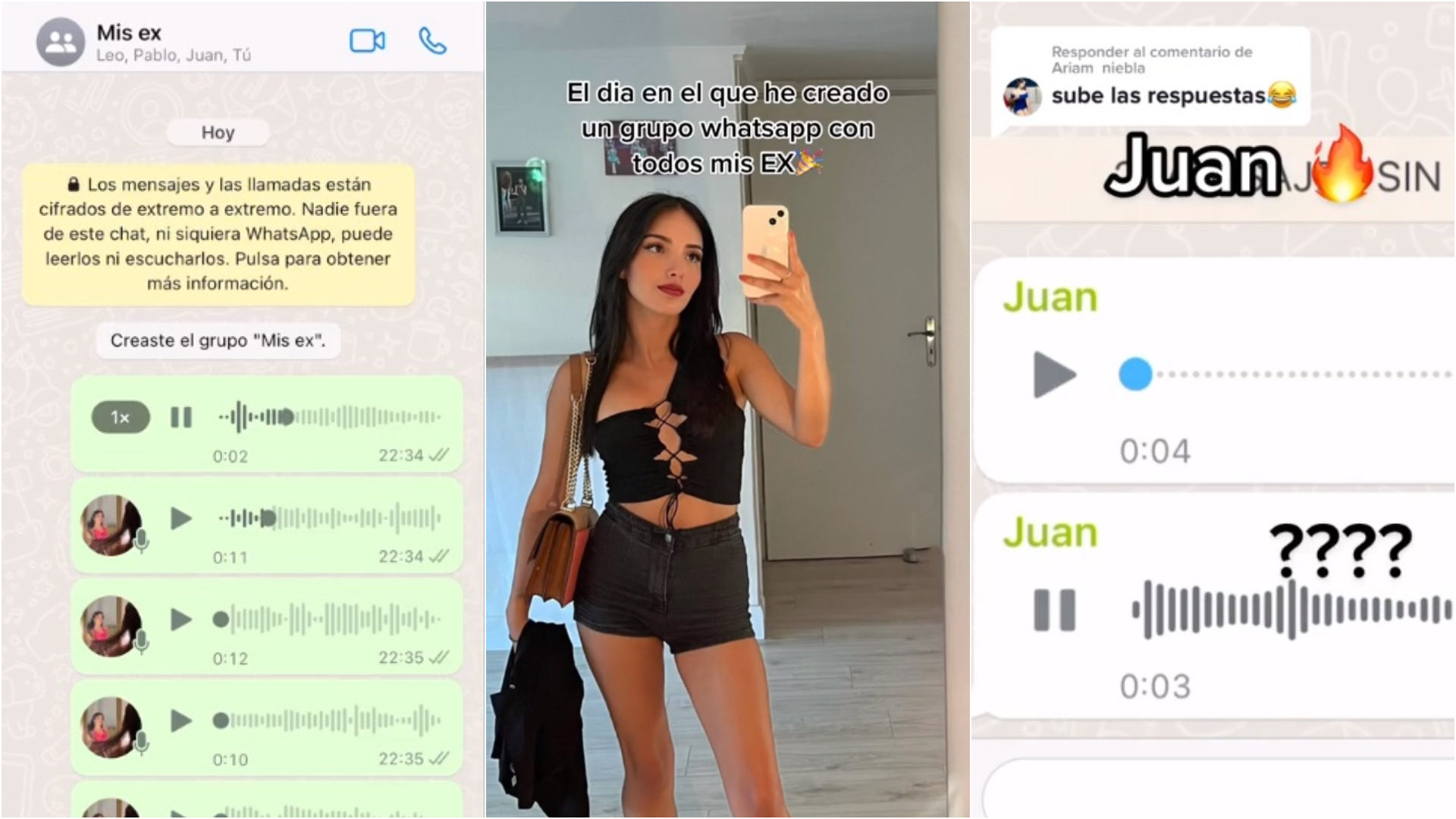 Creó un grupo de WhatsApp con todos sus exnovios para conocer sus opiniones y lo subió a TikTok