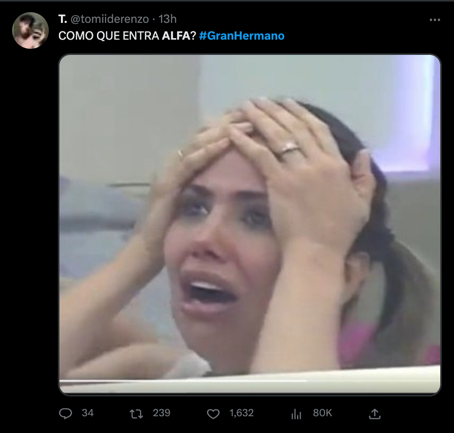 Los memes por la vuelta de Alfa a '  <a href='https://www.cronica.com.ar/tags/Gran Hermano'>Gran Hermano</a>'.