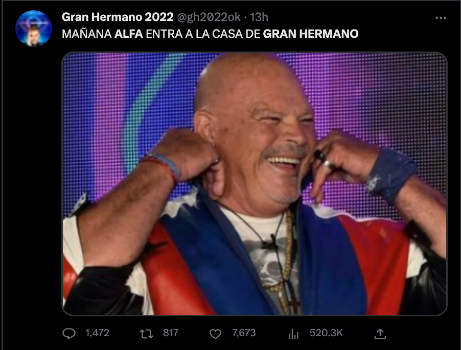 Muchos se mostraron contentos por la vuelta de Alfa a '  <a href='https://www.cronica.com.ar/tags/Gran Hermano'>Gran Hermano</a>'.