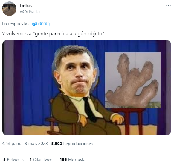 La reacción de los usuarios en Twitter tras la viralización del jengibre con la forma del Dibu Martínez. 