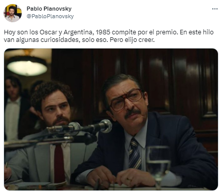 El tuit viral sobre '  <a href='https://www.cronica.com.ar/tags/Argentina 1985'>Argentina 1985</a>' (Twitter/@PabloPlanovsky)