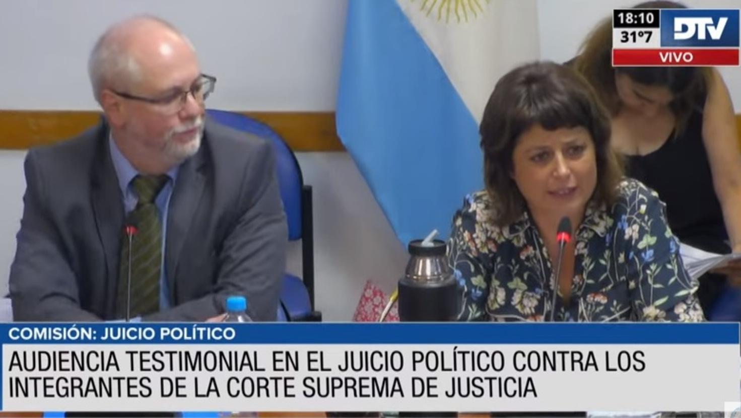 Carolina Gaillard, presidente de la Comisión de Juicio Político, durante la reunión del martes pasado (Captura de pantalla).