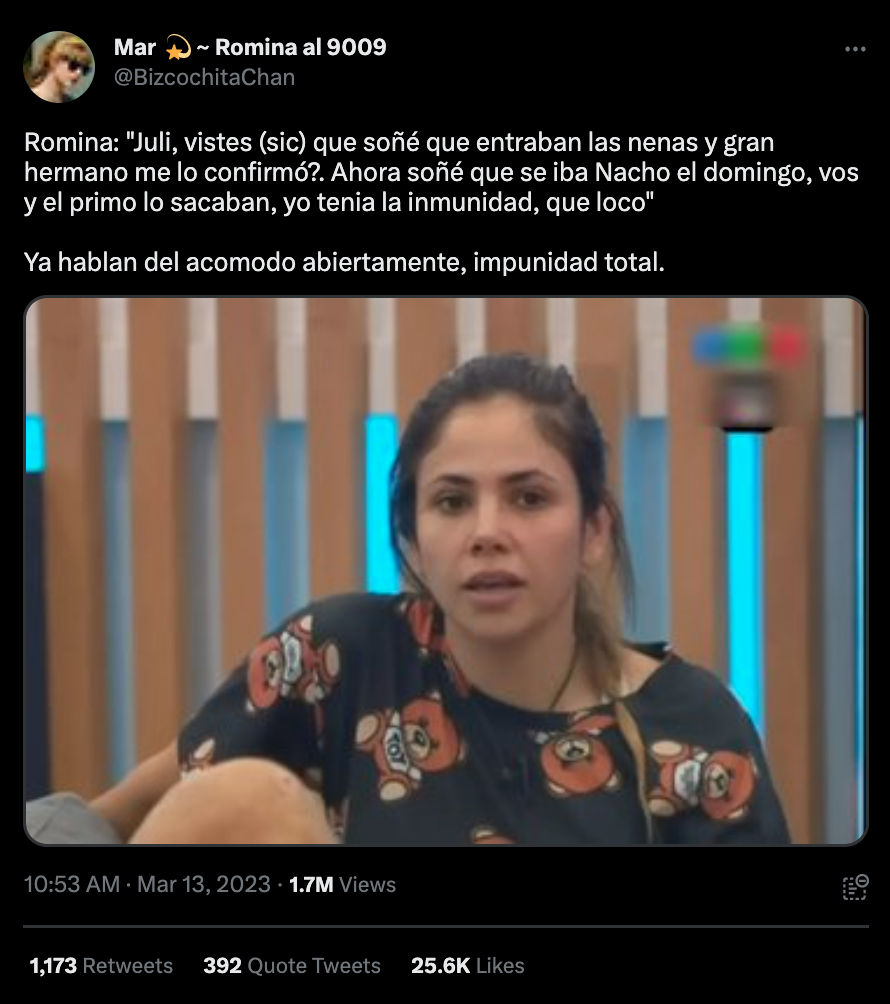 Romina soñó con lo que podría pasar en la final de '  <a href='https://www.cronica.com.ar/tags/Gran Hermano'>Gran Hermano</a>'.