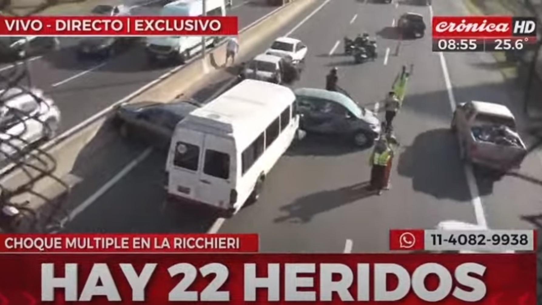 Brutal choque múltiple en la autopista Riccheri (Crónica HD).