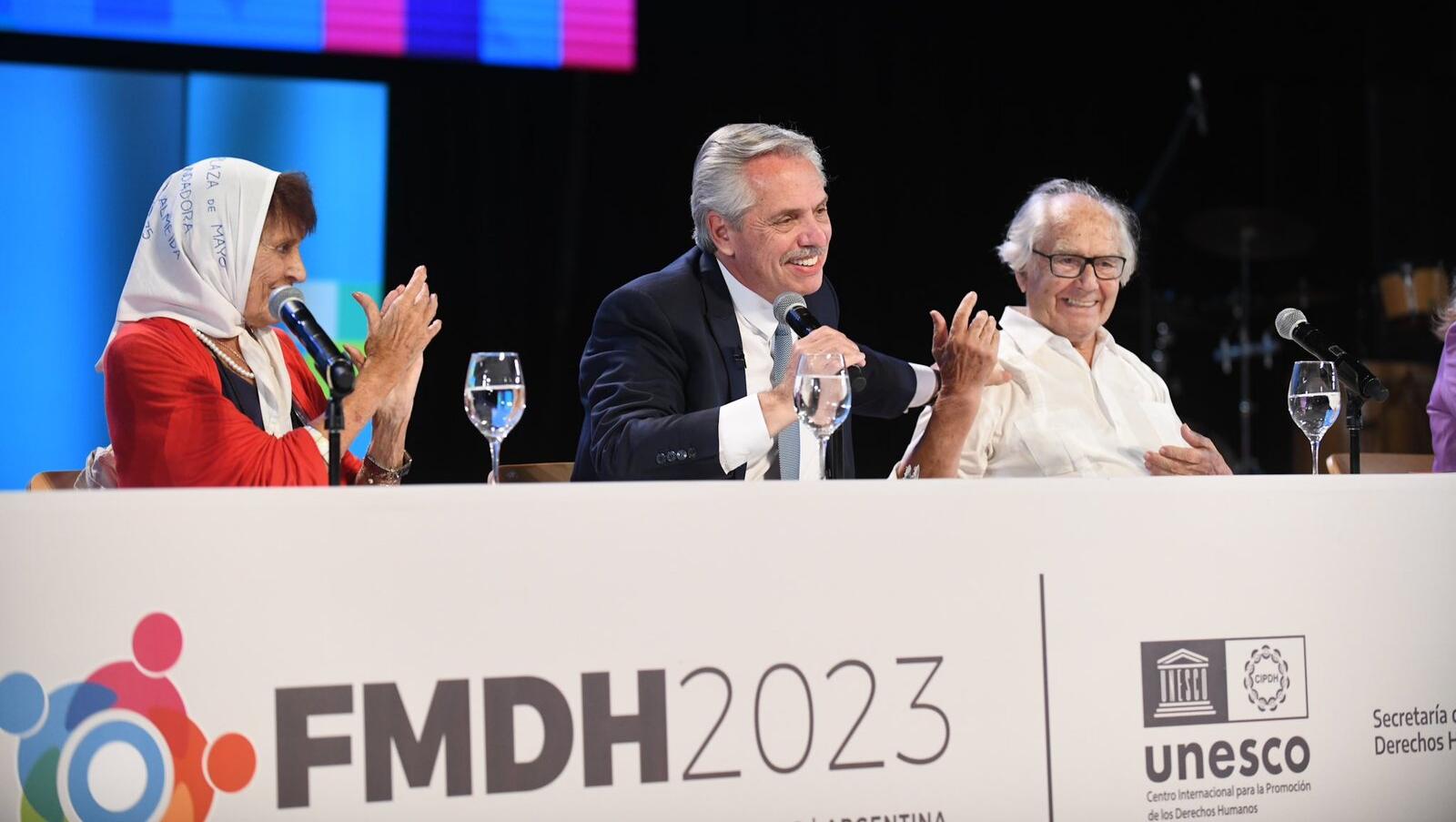 Alberto Fernández, durante la inauguración del III Foro Mundial de Derechos Humanos (Gentileza @alferdez/Twitter).