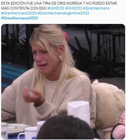 Los mejores memes de la final de   <a href='https://www.cronica.com.ar/tags/Gran Hermano'>Gran Hermano</a> 2022 (Twitter).