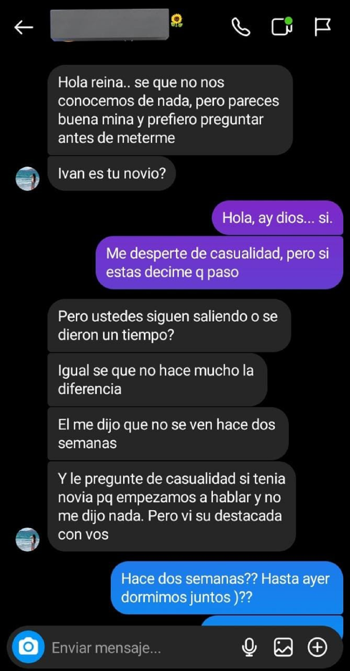 Así continuó la conversación con la otra joven.